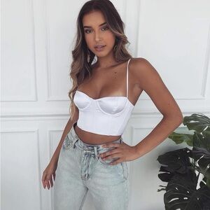 White Fox Boutique White Zip-Up Crop Top